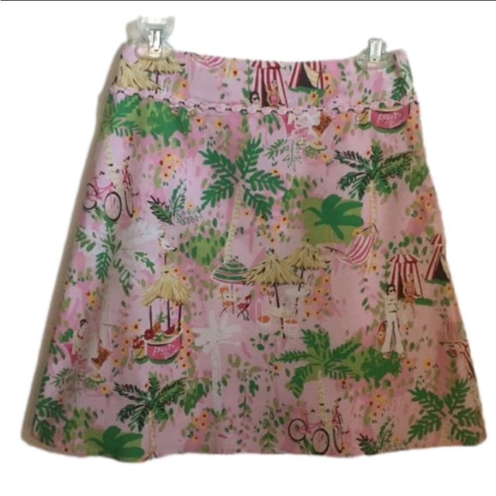 PINK PRINTED COTTON SKIRT